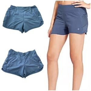 Athleta Ready Set Short Cadet Blue Size S Running Short Zip Pocket Pull-on